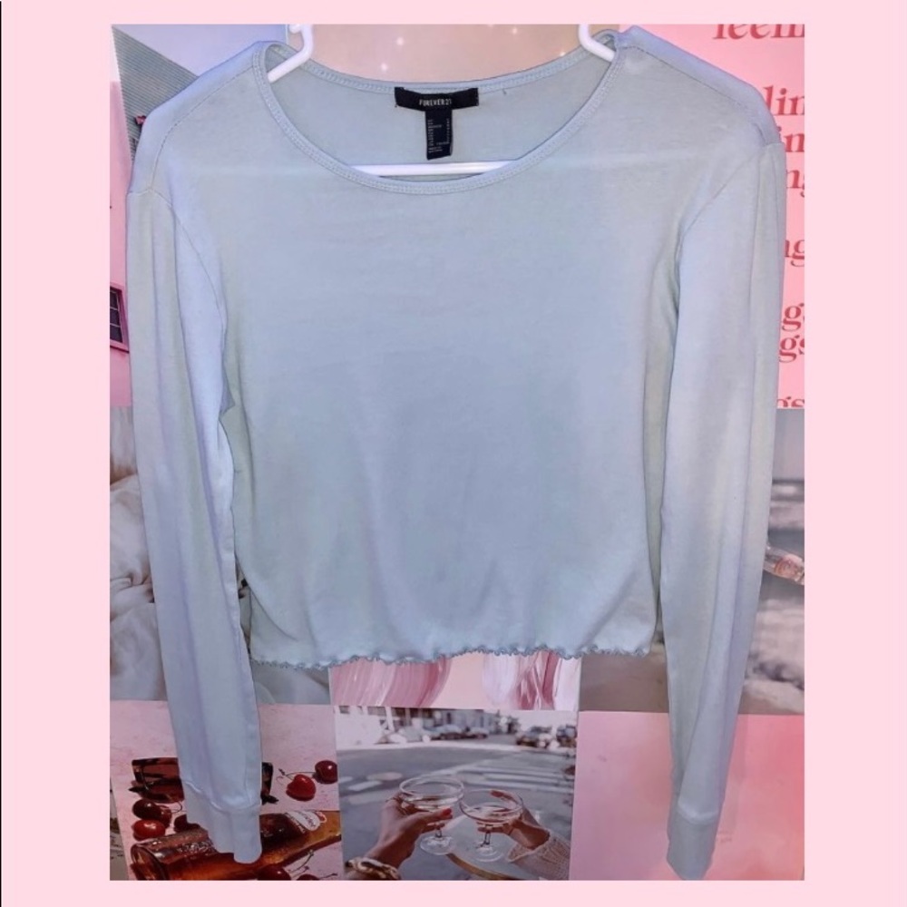 forever 21 long sleeve lettuce trim shirt